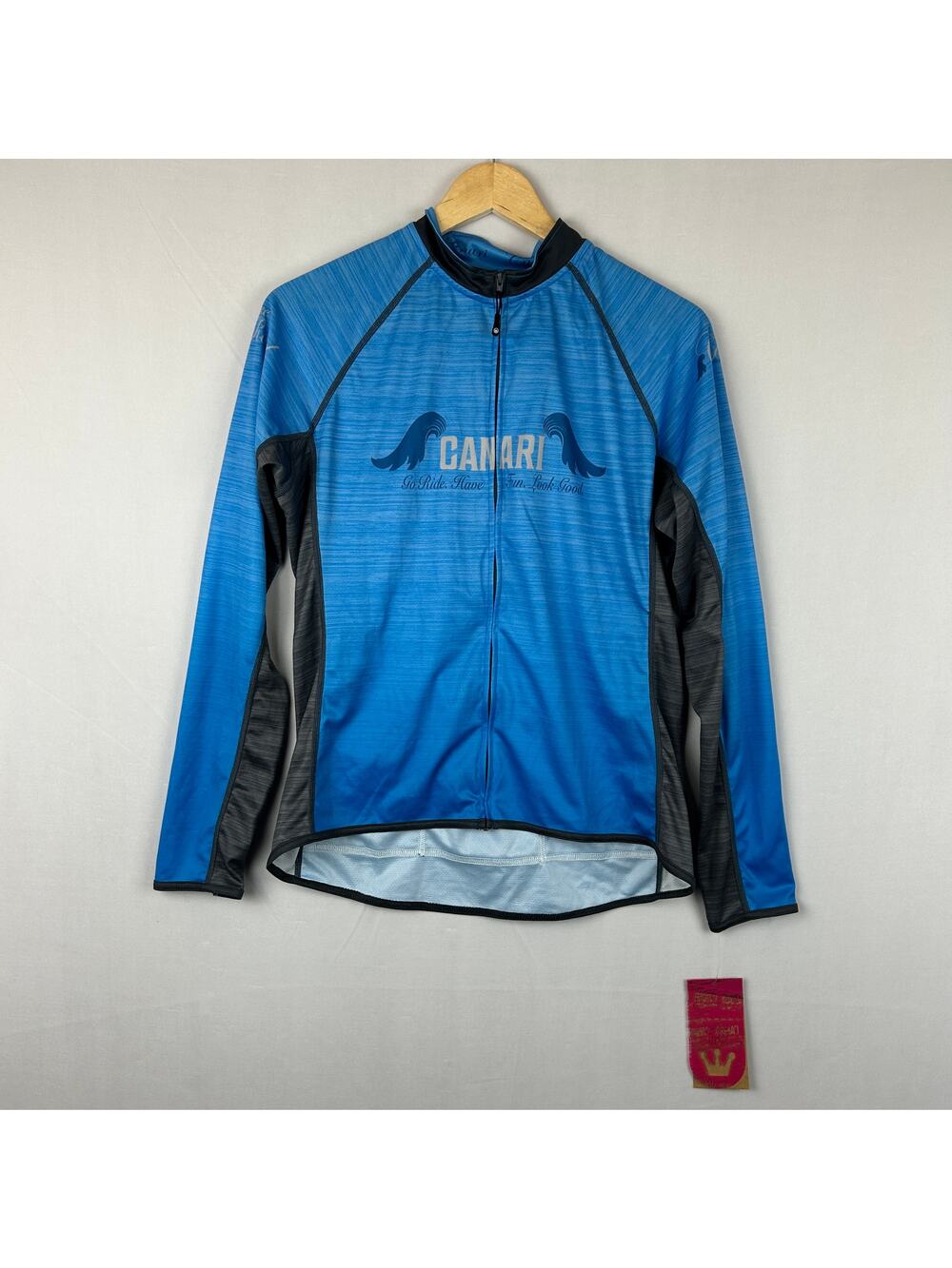 Canari Blue Cycling Shirt Full Zip Long Sleeve Made in USA Women's Size XL